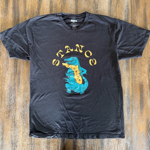 Stance Men’s Black T-Shirt with Blue Alligator/Florida Size XL - Picture 1 of 6